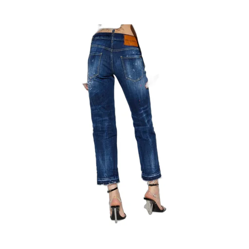 Logo Patch Distressed Jeans