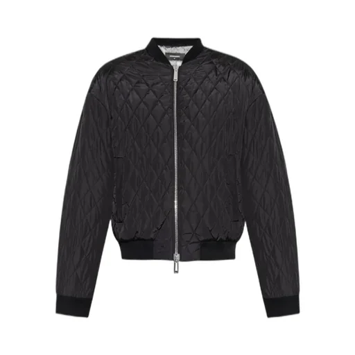 Diamond-Quilted Bomber Jacket