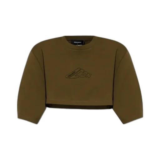 Logo Embroidered Cropped T-Shirt