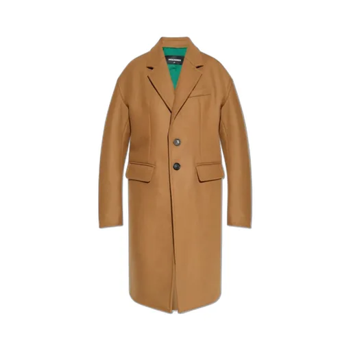 Button-Fastening Wool-Blend Coat