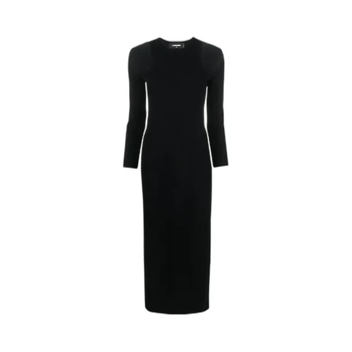 Cut-Out Crewneck Long-Sleeved Dress