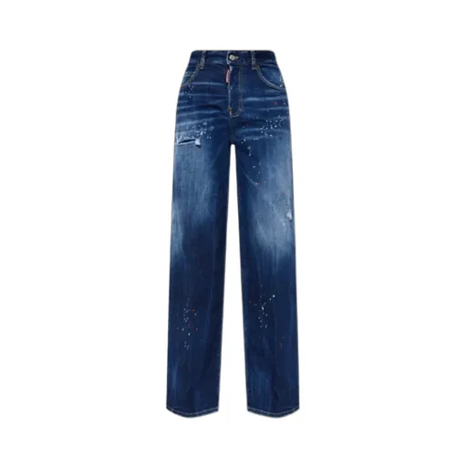 Distressed Wide-Leg Jeans