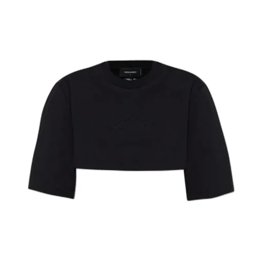 Logo Embroidered Cropped T-Shirt