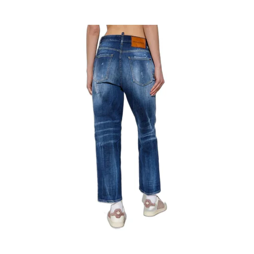 Logo Patch Distressed Jeans