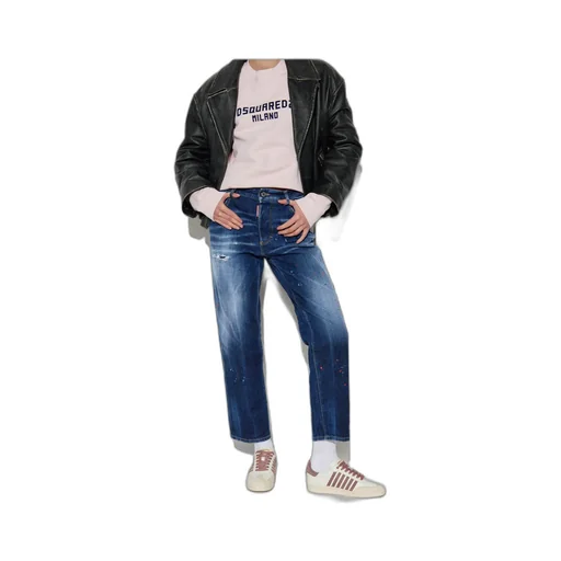 Logo Patch Distressed Jeans
