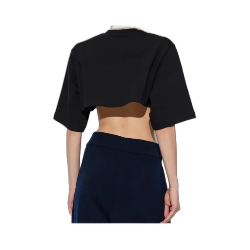 Logo Embroidered Cropped T-Shirt