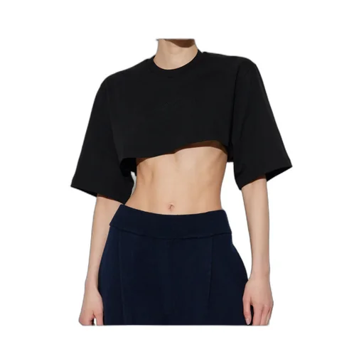 Logo Embroidered Cropped T-Shirt
