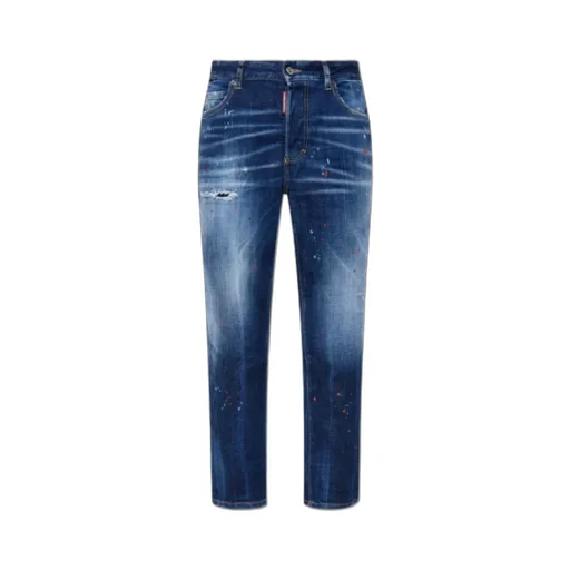 Logo Patch Distressed Jeans