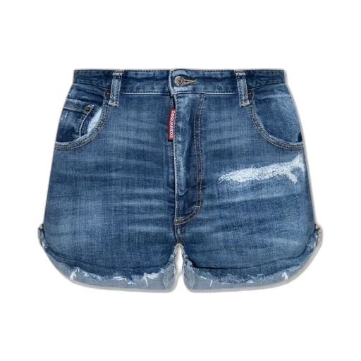 Logo Patch Distressed Shorts