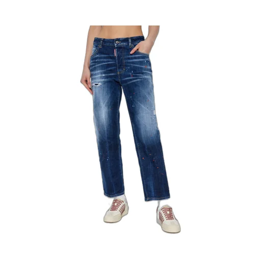 Logo Patch Distressed Jeans