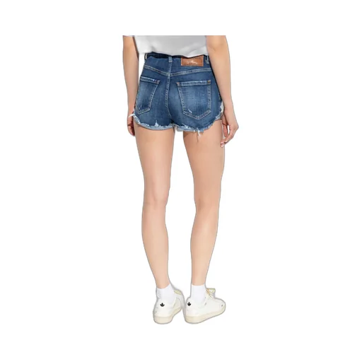 Logo Patch Distressed Shorts