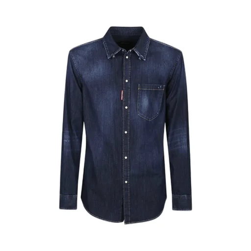 Curved Hem Denim Shirt