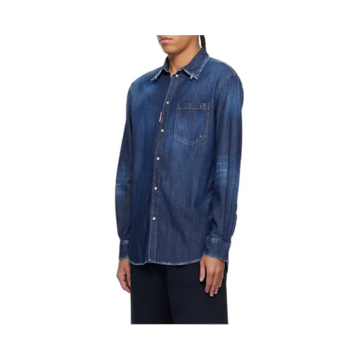 Curved Hem Denim Shirt