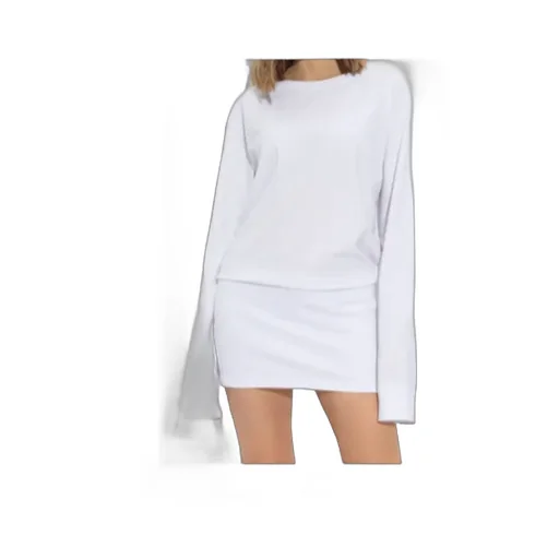 Slogan Printed Long-Sleeved Mini Dress
