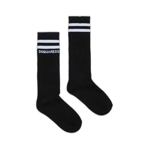 Logo Intarsia-Knit Striped Mid-Calf Socks