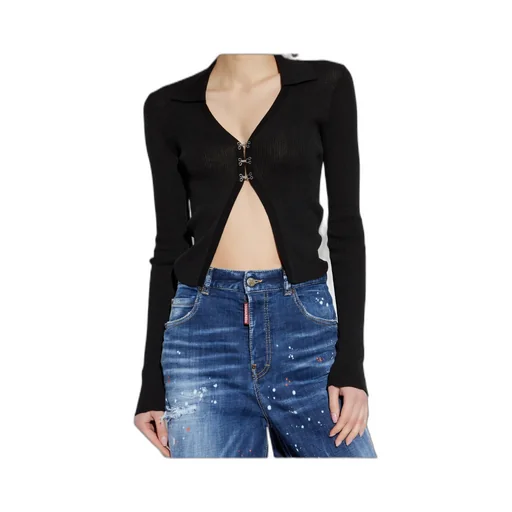 Ribbed-Knit Long Sleeved Cardigan