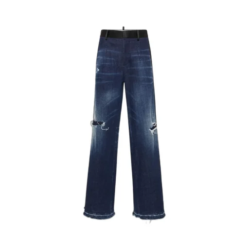 Distressed Wide-Leg Jeans