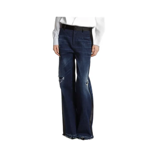 Distressed Wide-Leg Jeans