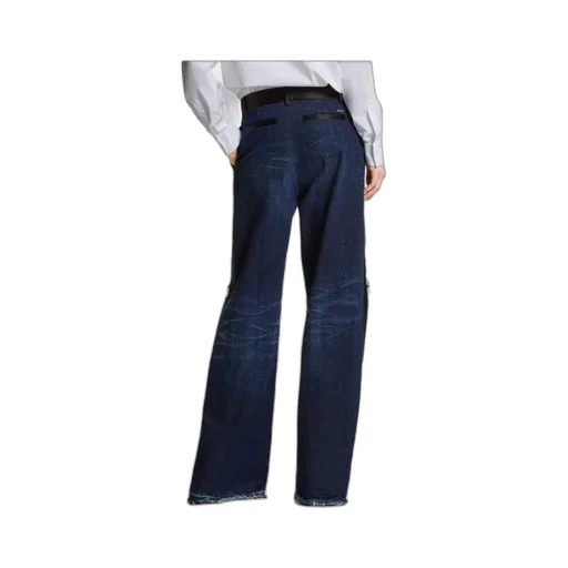 Distressed Wide-Leg Jeans
