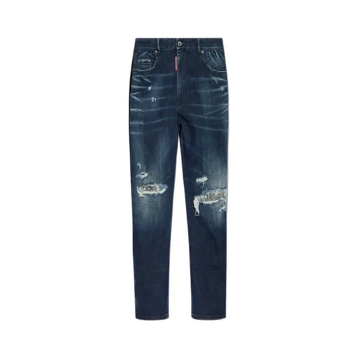 Distressed Straight-Leg Jeans