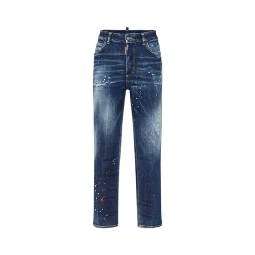 Distressed Straight-Leg Jeans