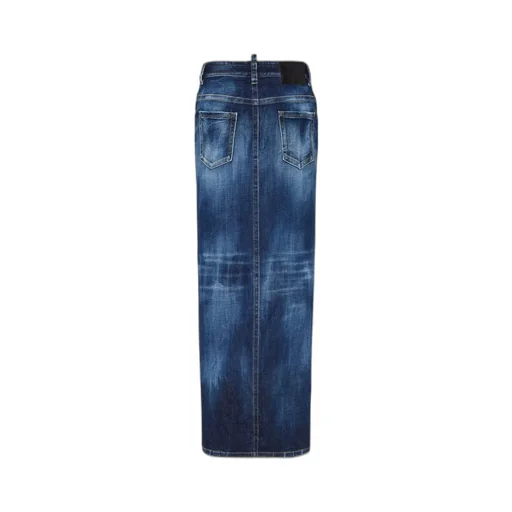 Medium Wash Front Split Jean Skirt