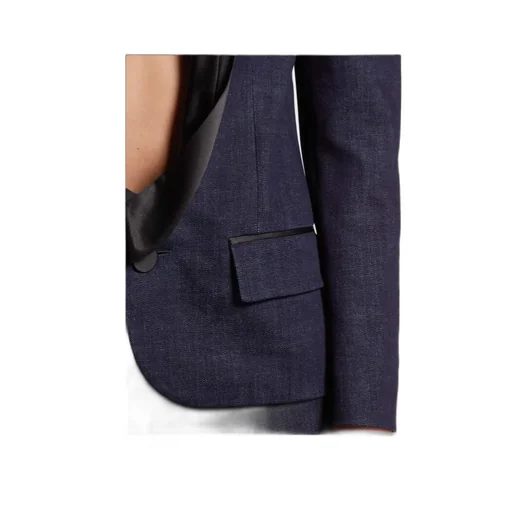 Long-Sleeved Denim Suit Coat