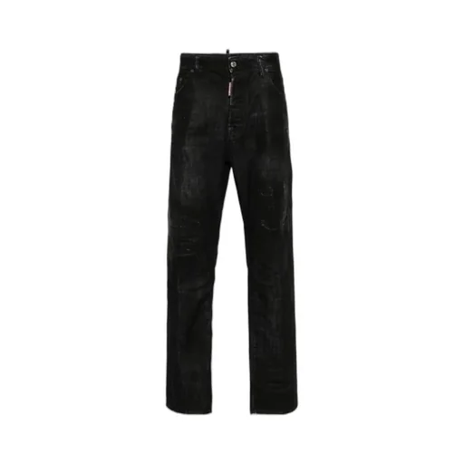 Distressed Straight-Leg Jeans