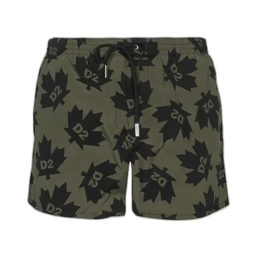 Leaf Logo Printed Swimming Trunks