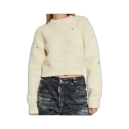 Ripped-Detail Crewneck Jumper