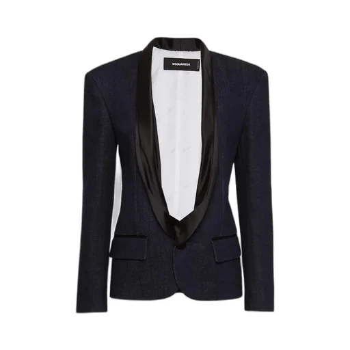 Long-Sleeved Denim Suit Coat