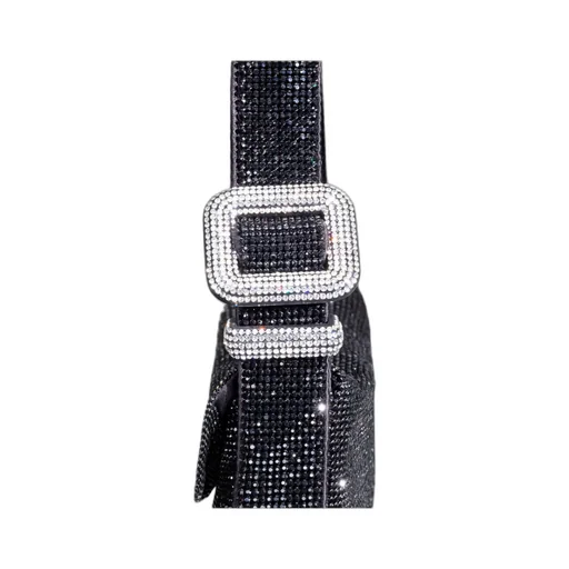 Crystal-Embellished Buckle Shoulder Bag