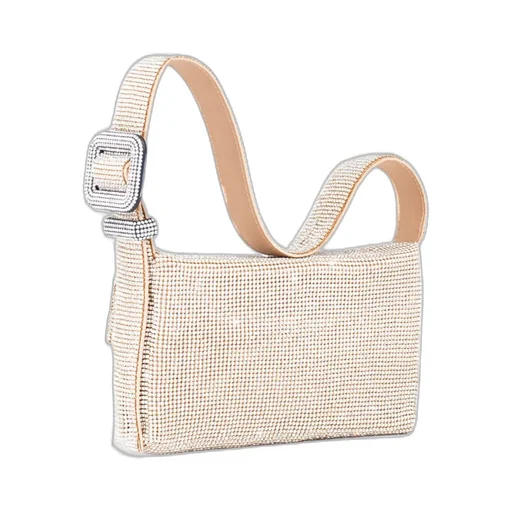 Crystal-Embellished Buckle Shoulder Bag