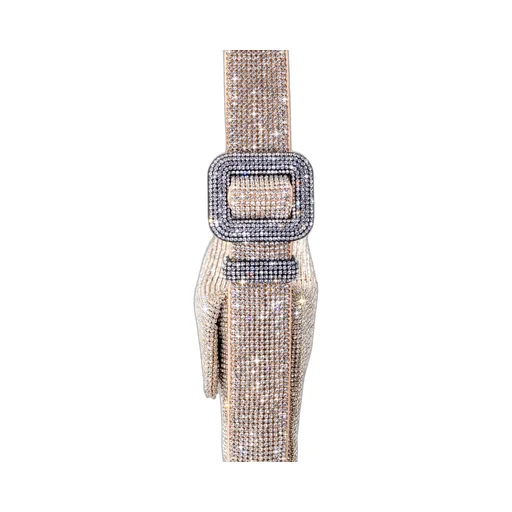 Crystal-Embellished Buckle Shoulder Bag