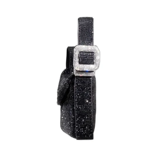 Crystal-Embellished Buckle Shoulder Bag