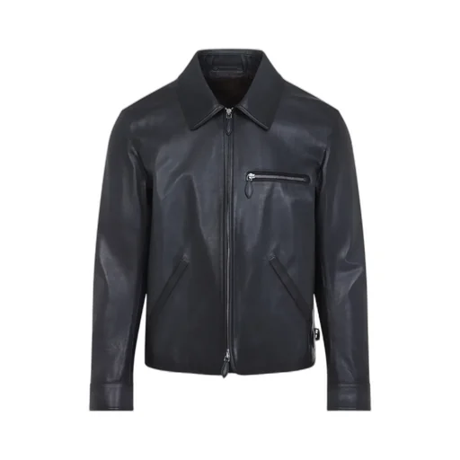 Long-Sleeved Leather Jacket