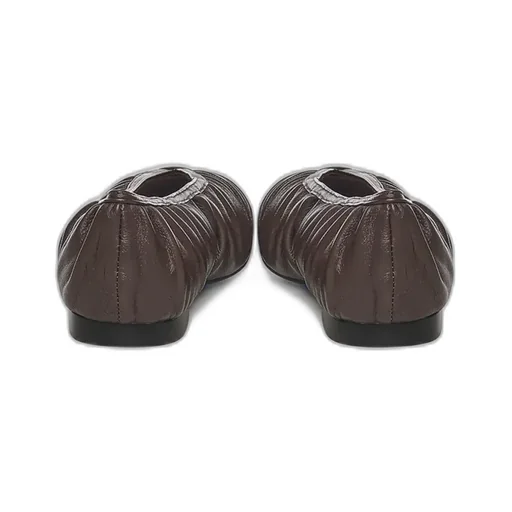 Ruched V-Neck Flat Shoes