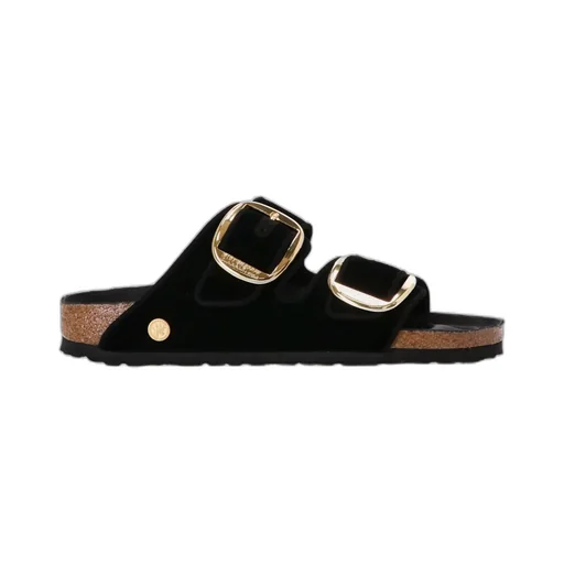 Double Buckle Slip-On Velvet Sandals