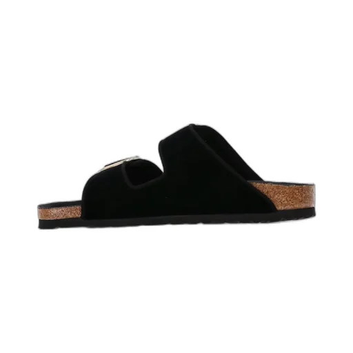 Double Buckle Slip-On Velvet Sandals