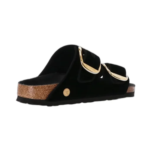 Double Buckle Slip-On Velvet Sandals