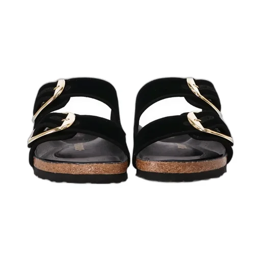Double Buckle Slip-On Velvet Sandals