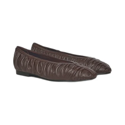 Ruched V-Neck Flat Shoes