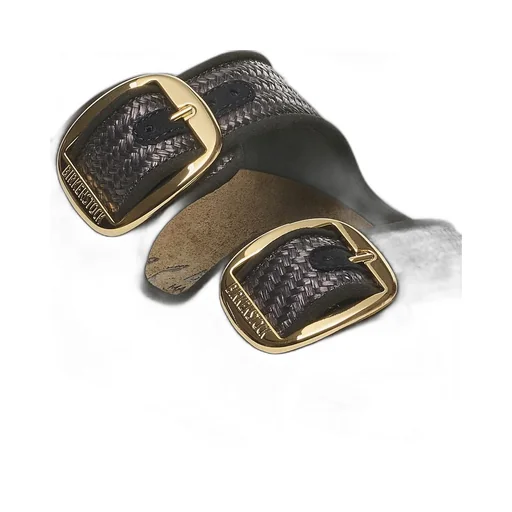 Double Buckle Woven Sandals