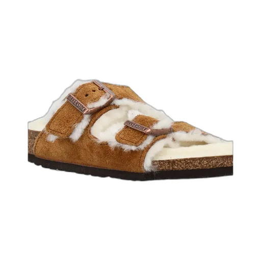 Arizona Shearling-Trim Sandals