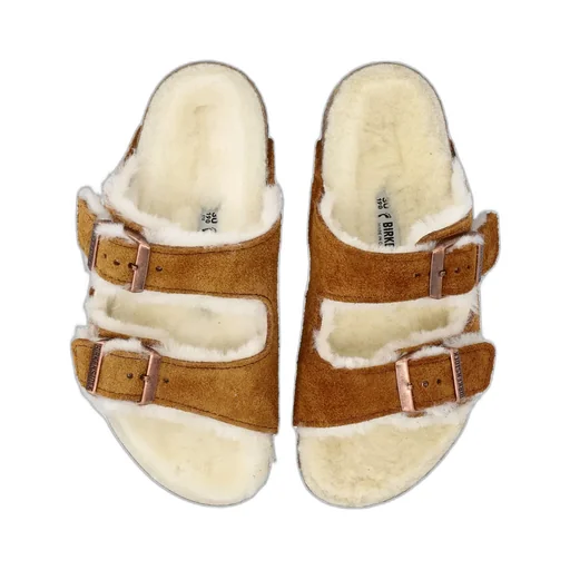 Arizona Shearling-Trim Sandals