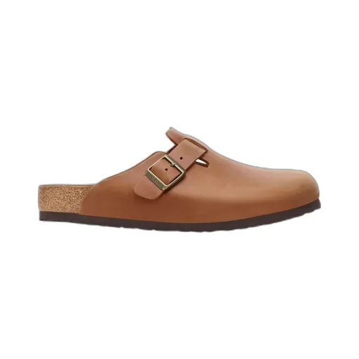 Boston Logo Engraved Buckled Mules