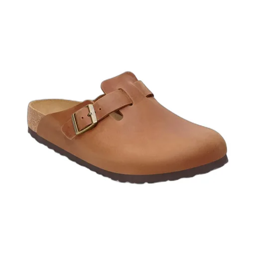 Boston Logo Engraved Buckled Mules
