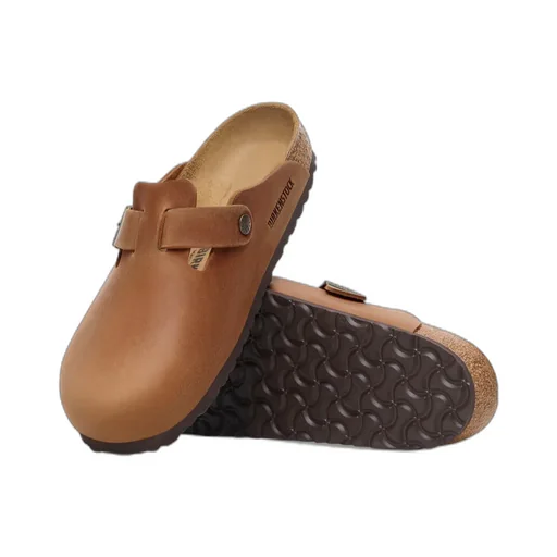 Boston Logo Engraved Buckled Mules