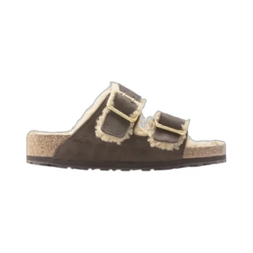 Fur-Lined Double-Strap Sandals