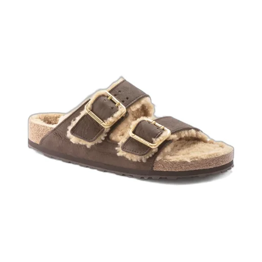 Fur-Lined Double-Strap Sandals